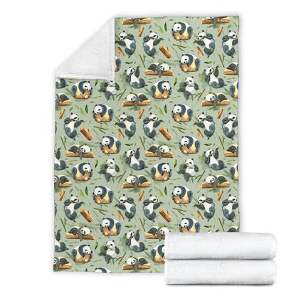 Panda Bear Design Bamboo Print Fleece Blanket