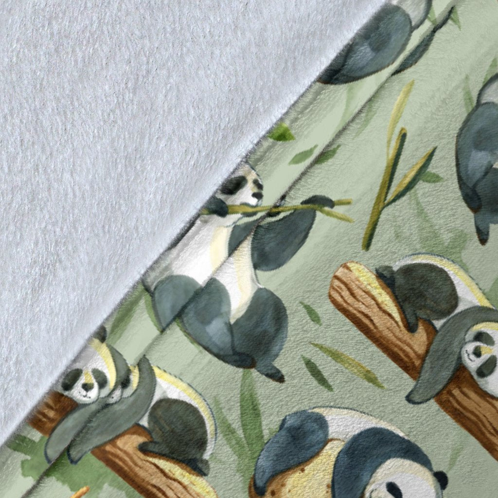 Panda Bear Design Bamboo Print Fleece Blanket