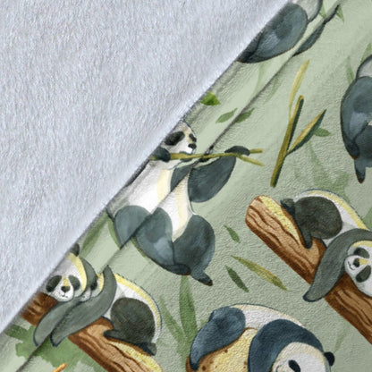 Panda Bear Design Bamboo Print Fleece Blanket
