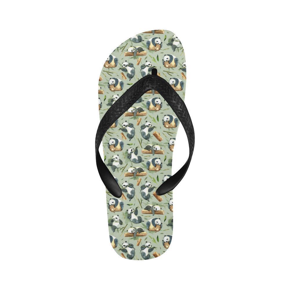 Panda Bear Design Bamboo Print Flip Flops-JTAMIGO.COM