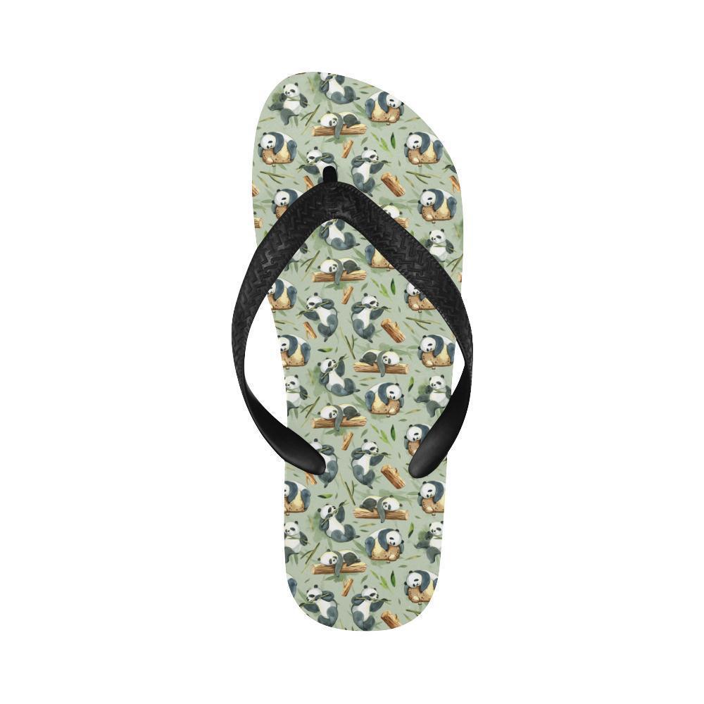 Panda Bear Design Bamboo Print Flip Flops-JTAMIGO.COM