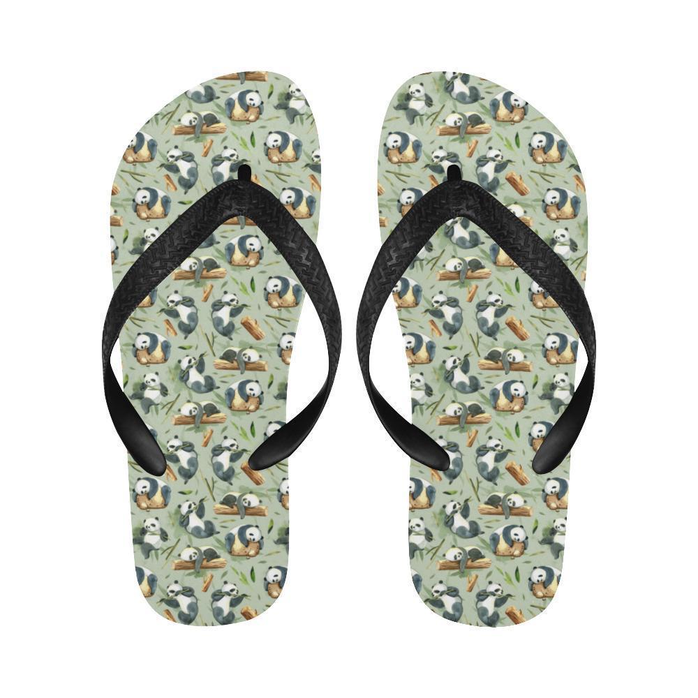 Panda Bear Design Bamboo Print Flip Flops-JTAMIGO.COM