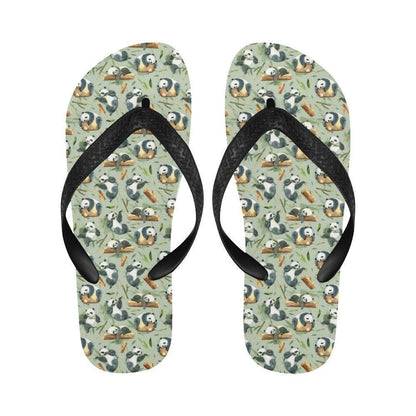 Panda Bear Design Bamboo Print Flip Flops-JTAMIGO.COM