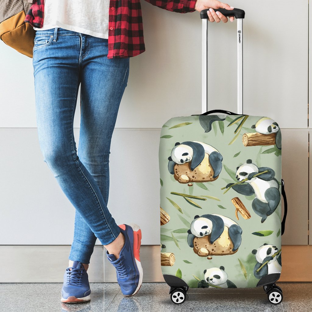 Panda Bear Design Bamboo Print Luggage Cover Protector