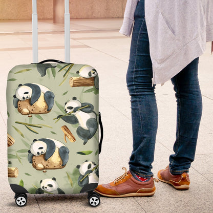 Panda Bear Design Bamboo Print Luggage Cover Protector