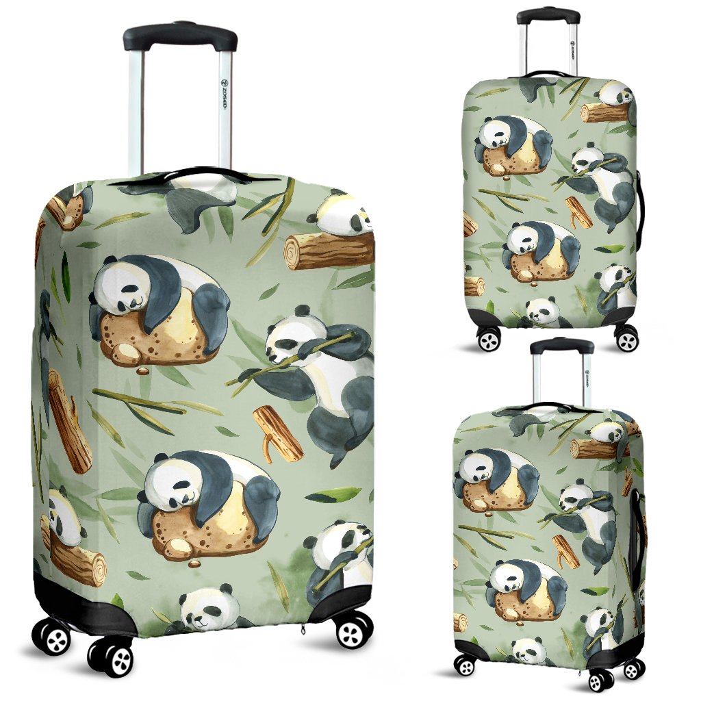 Panda Bear Design Bamboo Print Luggage Cover Protector