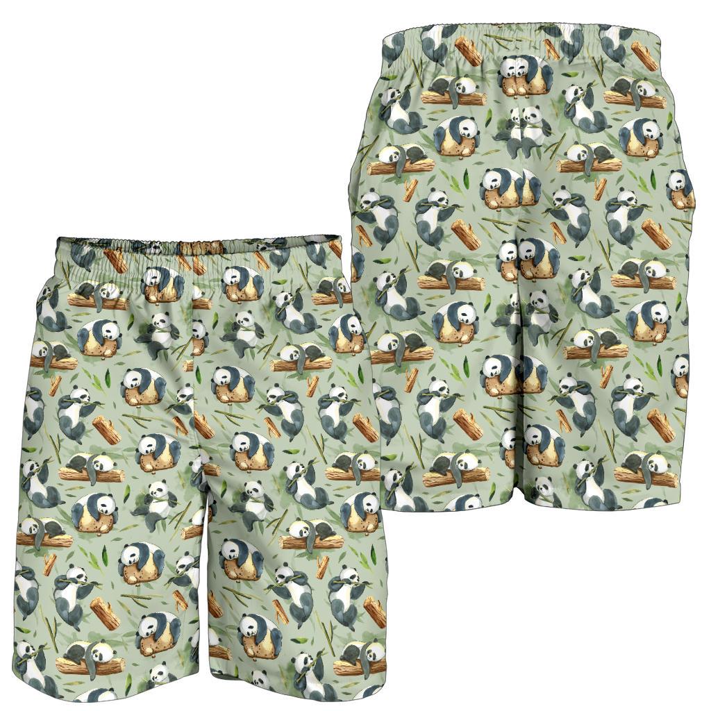 Panda Bear Design Bamboo Print Mens Shorts-JTAMIGO.COM