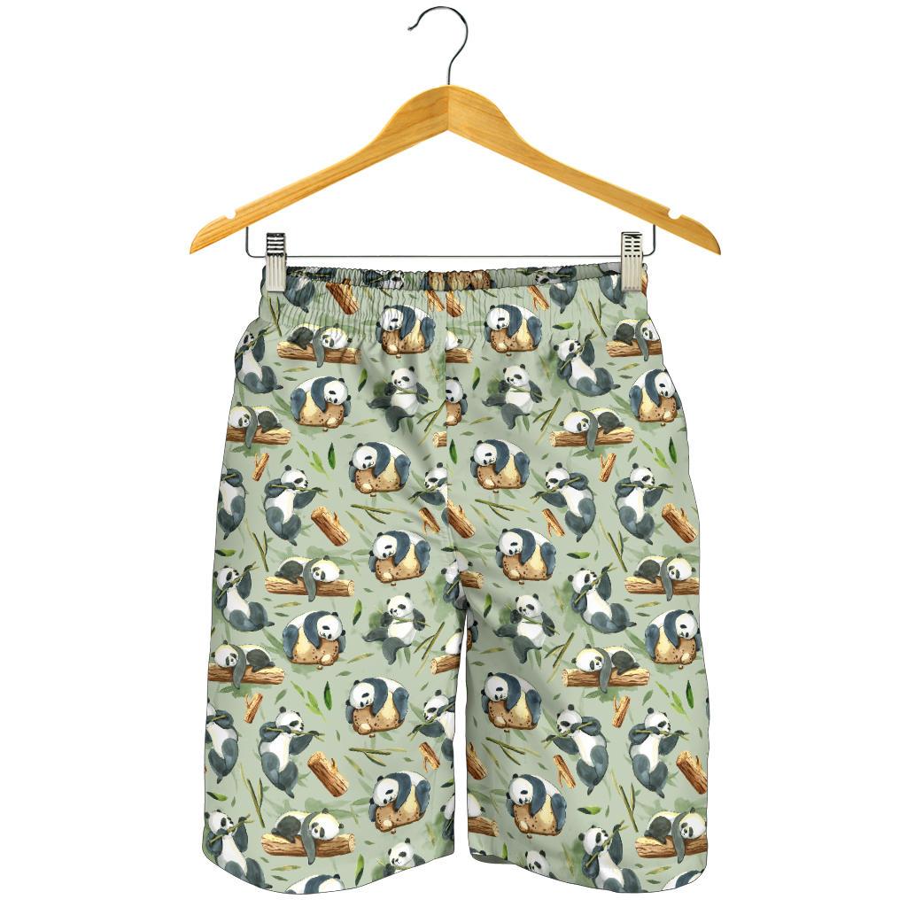 Panda Bear Design Bamboo Print Mens Shorts-JTAMIGO.COM