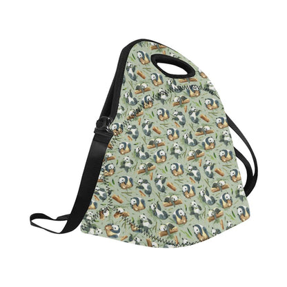 Panda Bear Design Bamboo Print Neoprene Lunch Bag (Model 1669)(Large)-JTAMIGO.COM