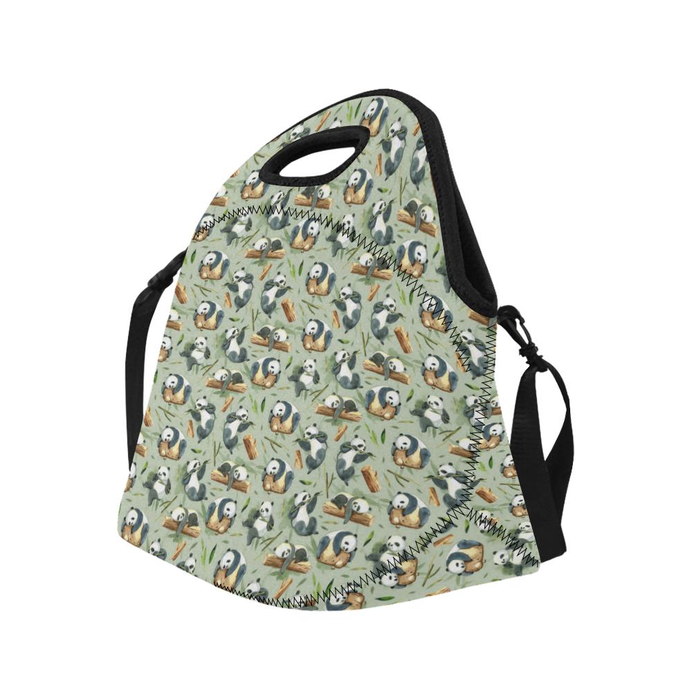 Panda Bear Design Bamboo Print Neoprene Lunch Bag (Model 1669)(Large)-JTAMIGO.COM