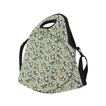 Panda Bear Design Bamboo Print Neoprene Lunch Bag (Model 1669)(Large)-JTAMIGO.COM