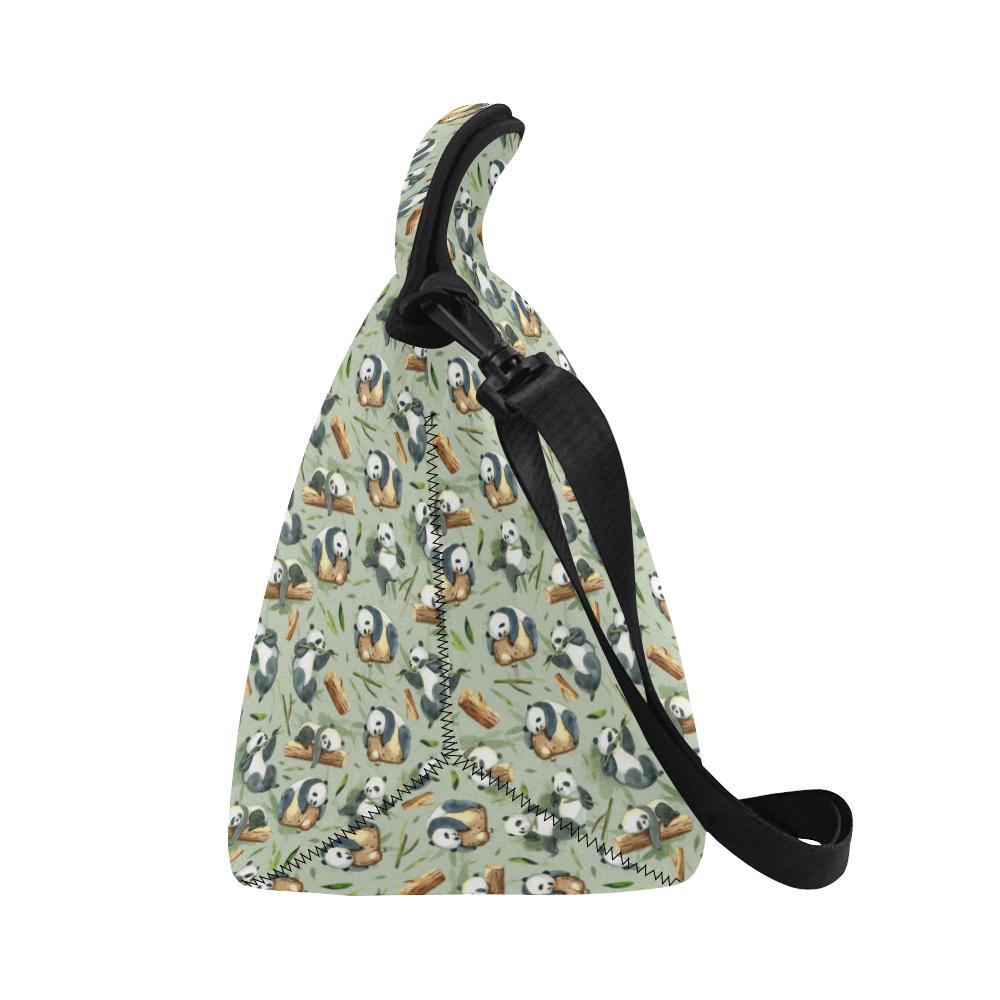 Panda Bear Design Bamboo Print Neoprene Lunch Bag (Model 1669)(Large)-JTAMIGO.COM