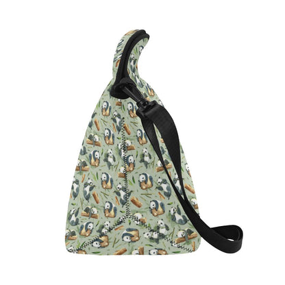 Panda Bear Design Bamboo Print Neoprene Lunch Bag (Model 1669)(Large)-JTAMIGO.COM