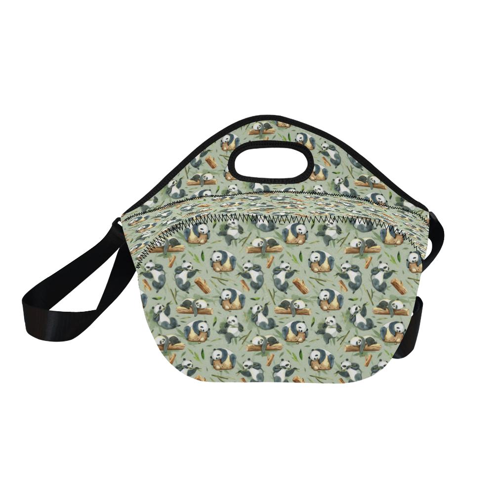 Panda Bear Design Bamboo Print Neoprene Lunch Bag (Model 1669)(Large)-JTAMIGO.COM