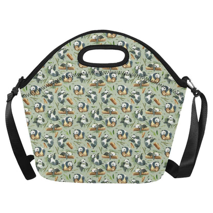 Panda Bear Design Bamboo Print Neoprene Lunch Bag (Model 1669)(Large)-JTAMIGO.COM