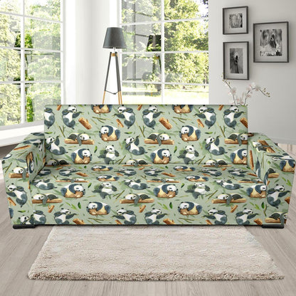 Panda Bear Design Bamboo Print Sofa Slipcover-JTAMIGO.COM