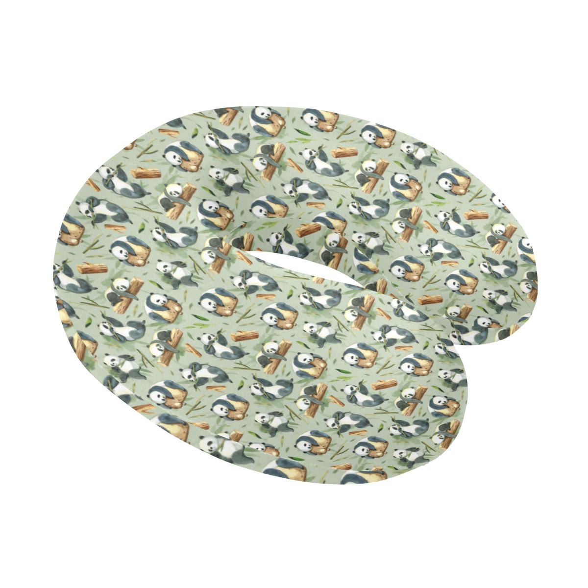 Panda Bear Design Bamboo Print U-Shaped Travel Neck Pillow-JTAMIGO.COM