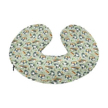 Panda Bear Design Bamboo Print U-Shaped Travel Neck Pillow-JTAMIGO.COM