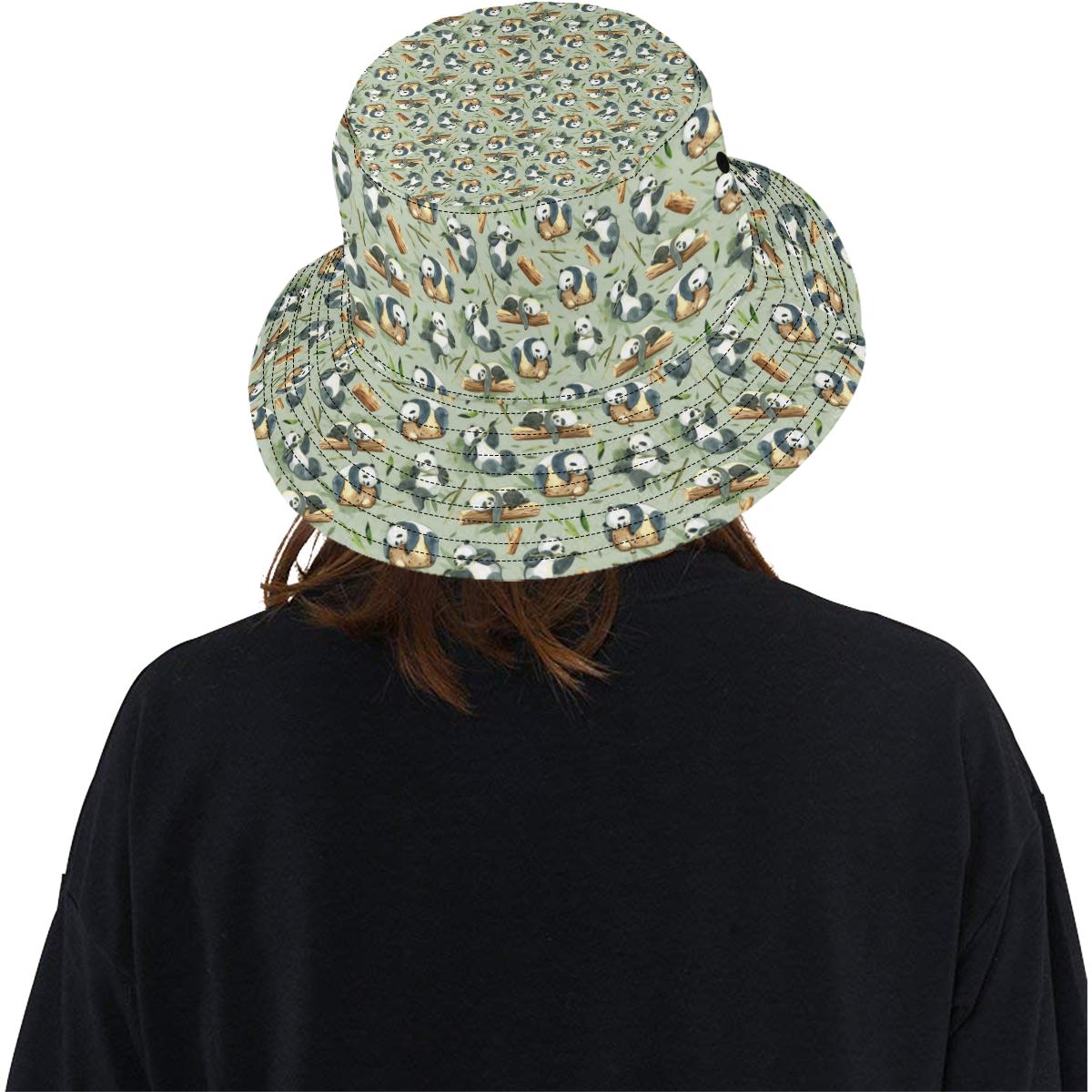 Panda Bear Design Bamboo Print Unisex Bucket Hat