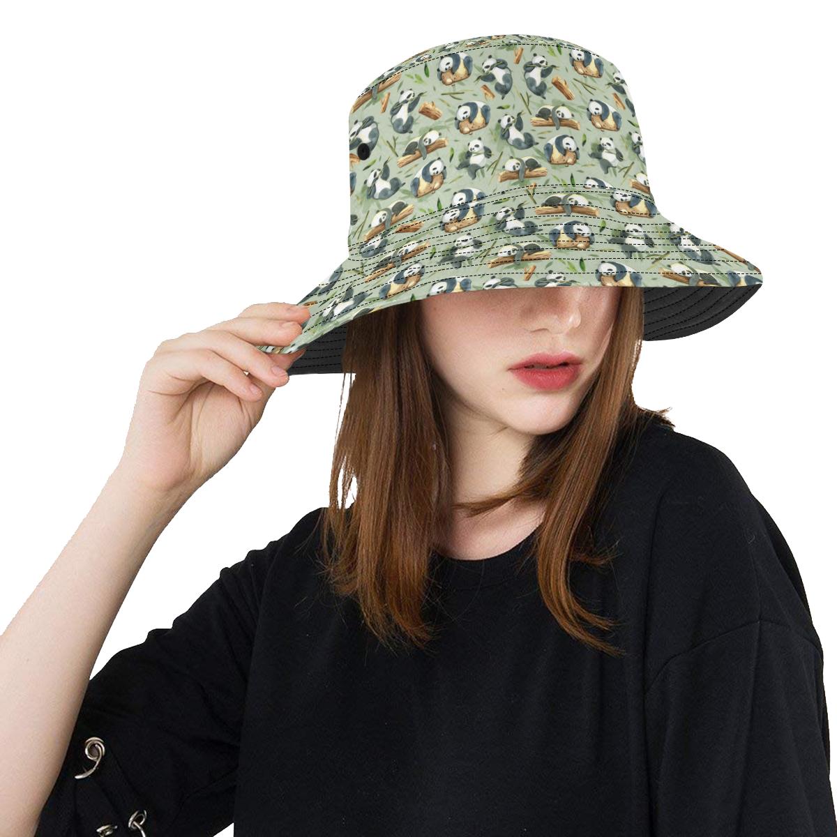 Panda Bear Design Bamboo Print Unisex Bucket Hat