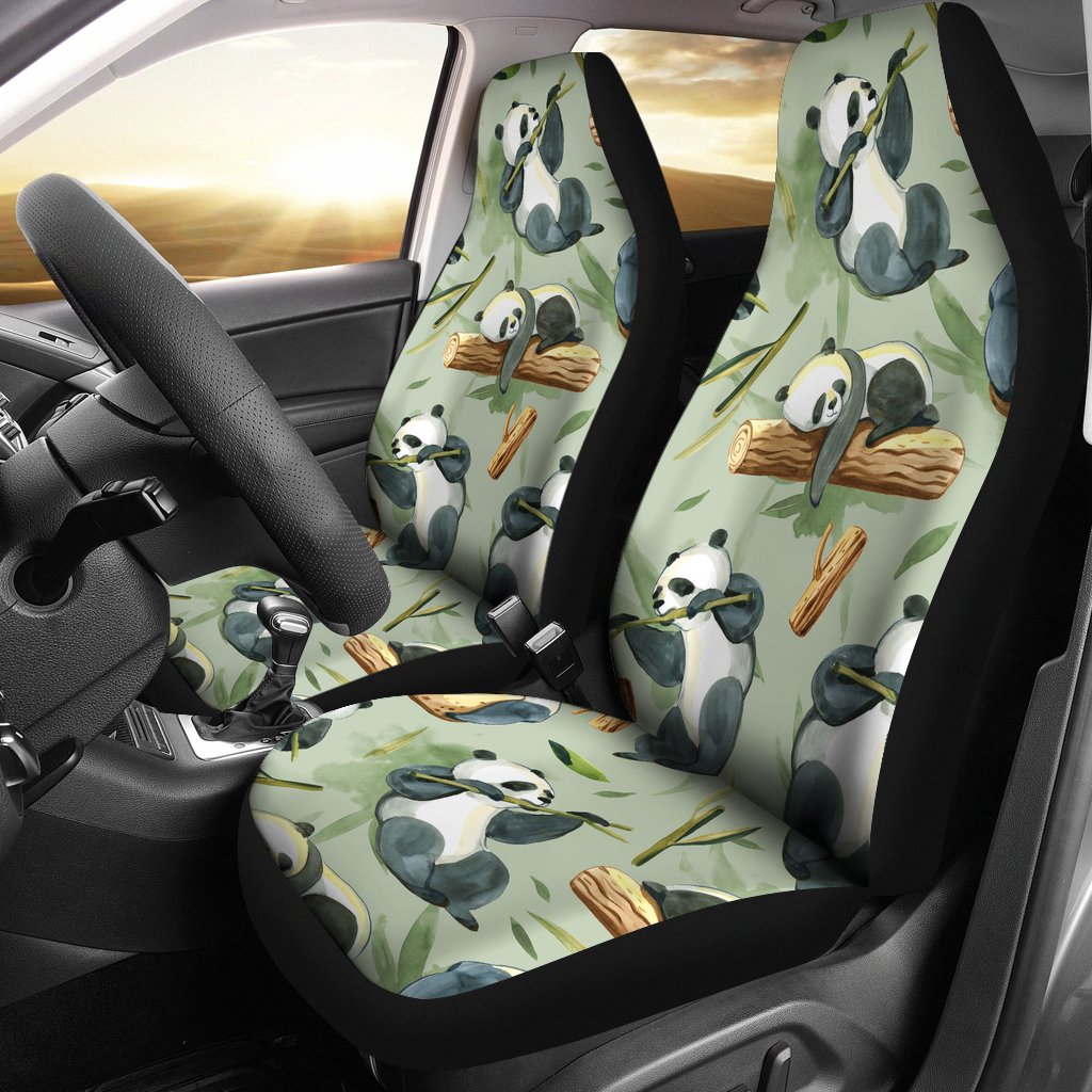 Panda Bear Design Bamboo Print Universal Fit Car Seat Covers