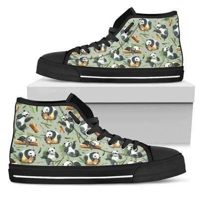 Panda Bear Design Bamboo Print Women High Top Shoes