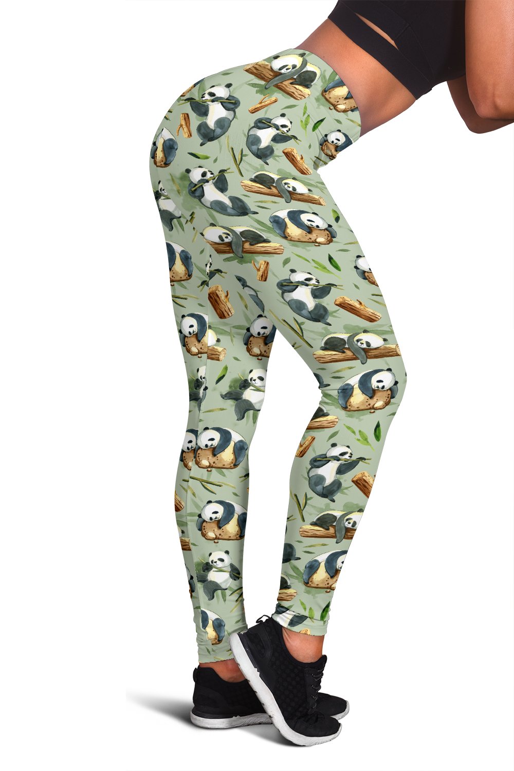 Panda Bear Design Bamboo Print Women Leggings