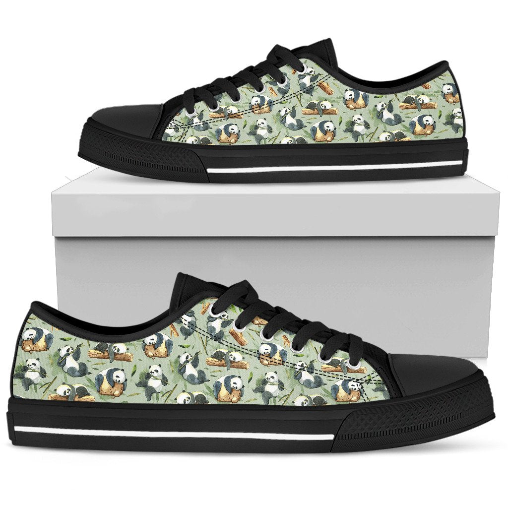 Panda Bear Design Bamboo Print Women Low Top Shoes-JTAMIGO.COM