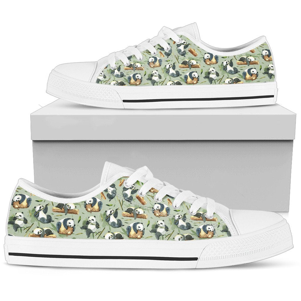 Panda Bear Design Bamboo Print Women Low Top Shoes-JTAMIGO.COM