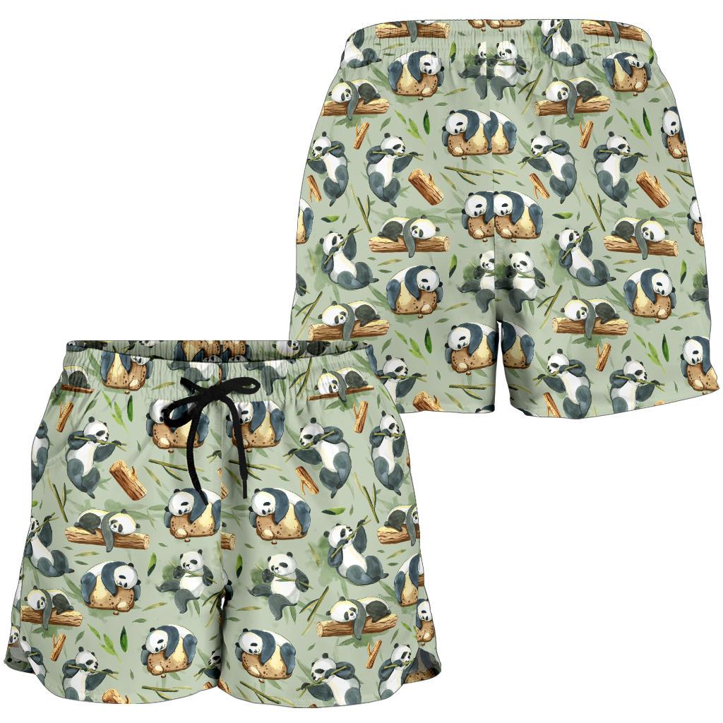 Panda Bear Design Bamboo Print Women Shorts-JTAMIGO.COM