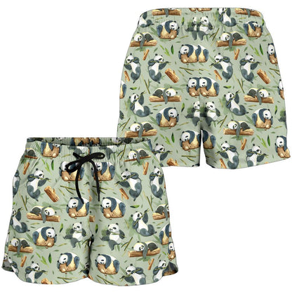 Panda Bear Design Bamboo Print Women Shorts-JTAMIGO.COM