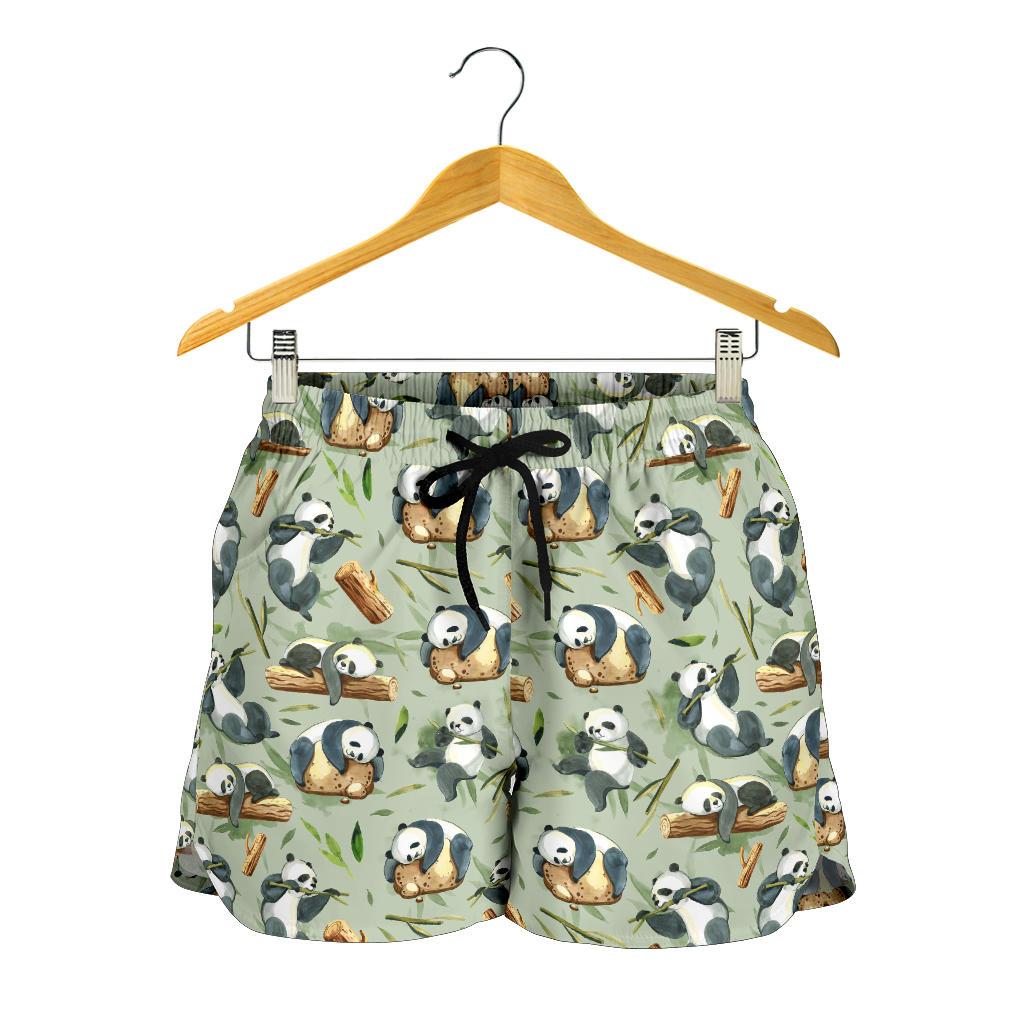 Panda Bear Design Bamboo Print Women Shorts-JTAMIGO.COM