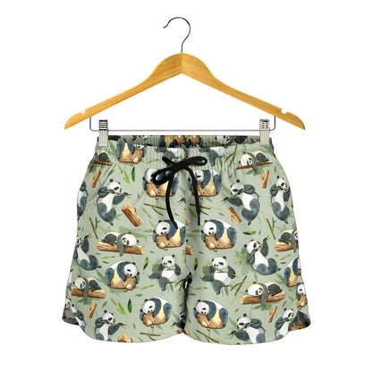 Panda Bear Design Bamboo Print Women Shorts-JTAMIGO.COM