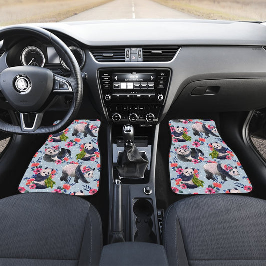 Panda Bear Flower Design Themed Print Car Floor Mats