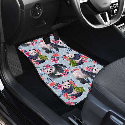 Panda Bear Flower Design Themed Print Car Floor Mats