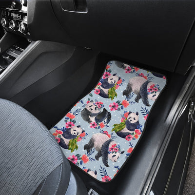 Panda Bear Flower Design Themed Print Car Floor Mats