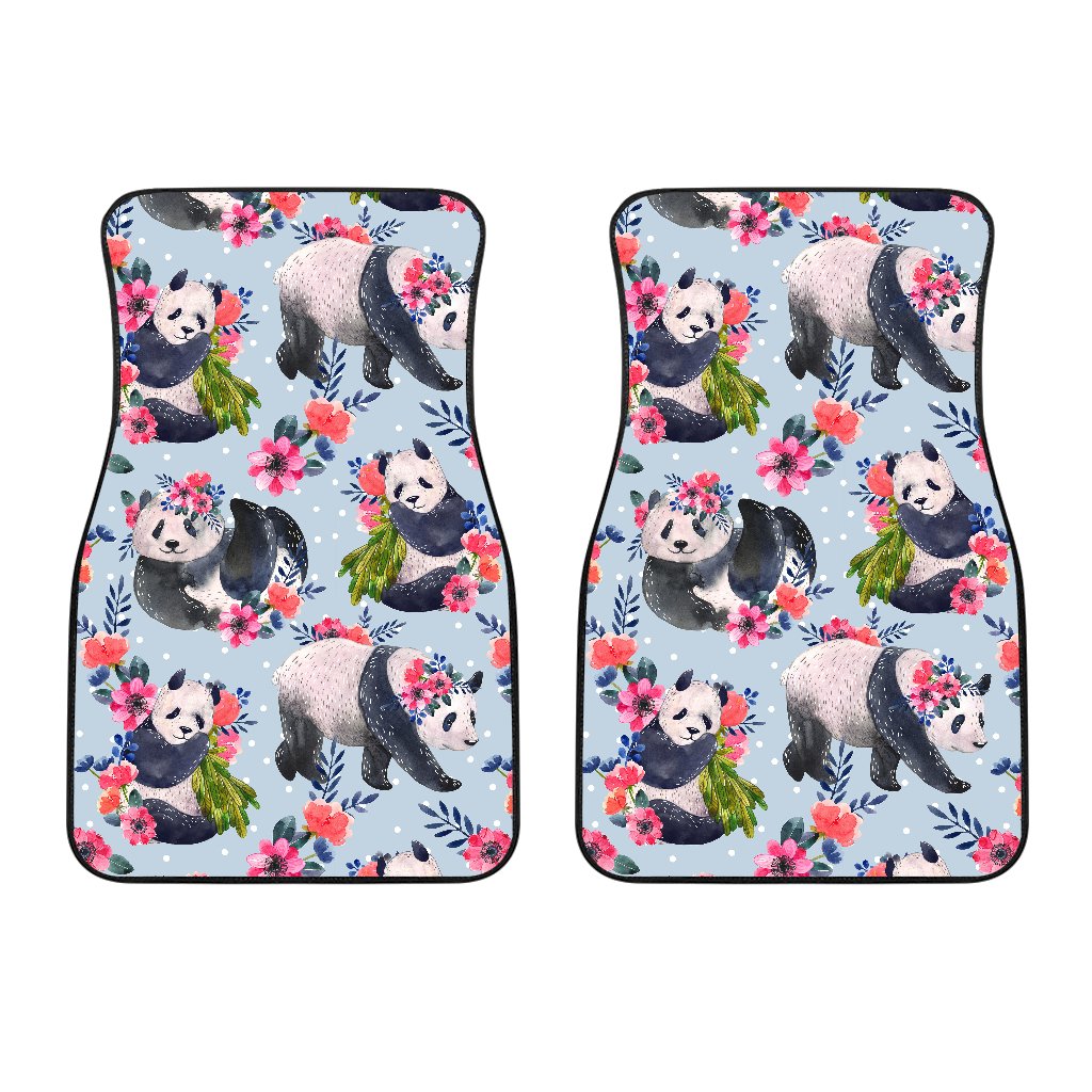 Panda Bear Flower Design Themed Print Car Floor Mats
