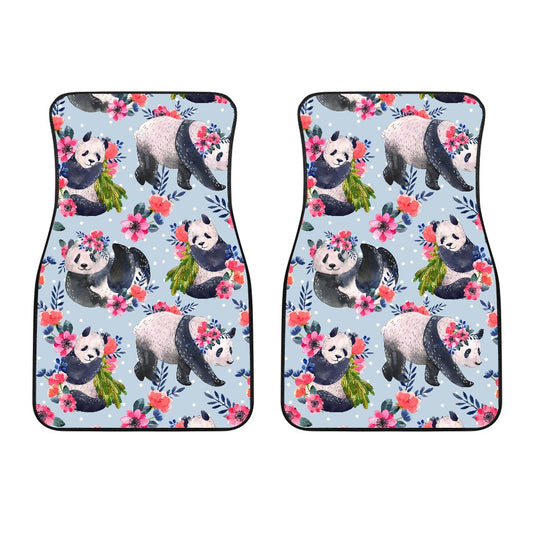 Panda Bear Flower Design Themed Print Car Floor Mats