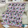 Panda Bear Flower Design Themed Print Fleece Blanket
