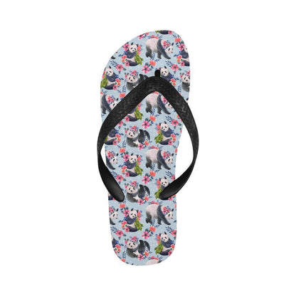 Panda Bear Flower Design Themed Print Flip Flops-JTAMIGO.COM