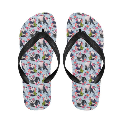 Panda Bear Flower Design Themed Print Flip Flops-JTAMIGO.COM