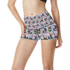 Panda Bear Flower Design Themed Print High Waisted Spandex Shorts-JTAMIGO.COM