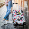 Panda Bear Flower Design Themed Print Luggage Cover Protector