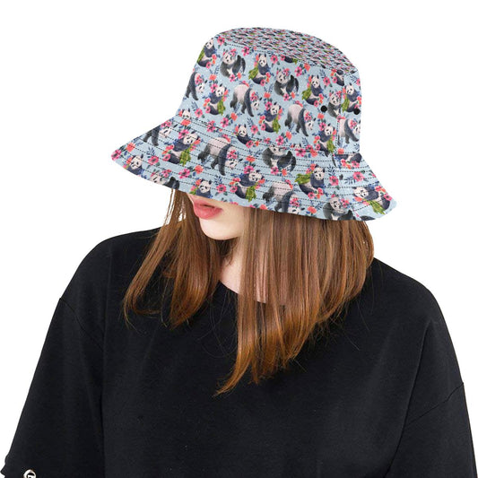 Panda Bear Flower Design Themed Print Unisex Bucket Hat