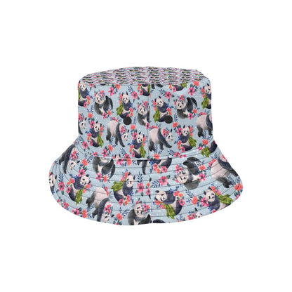 Panda Bear Flower Design Themed Print Unisex Bucket Hat