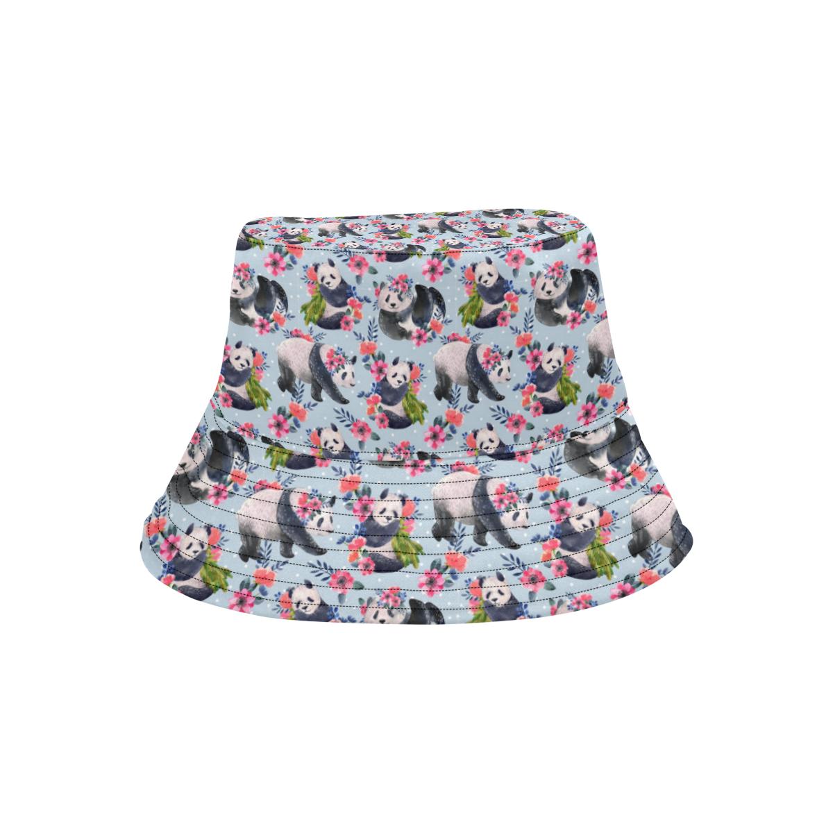 Panda Bear Flower Design Themed Print Unisex Bucket Hat