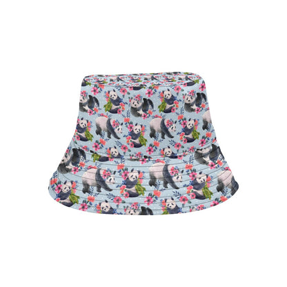 Panda Bear Flower Design Themed Print Unisex Bucket Hat