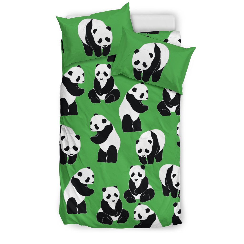 Panda Bear Pattern Themed Print Duvet Cover Bedding Set