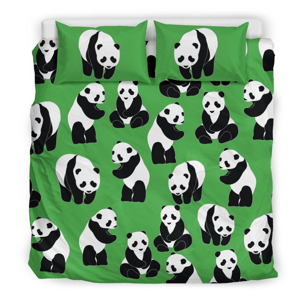 Panda Bear Pattern Themed Print Duvet Cover Bedding Set