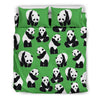 Panda Bear Pattern Themed Print Duvet Cover Bedding Set